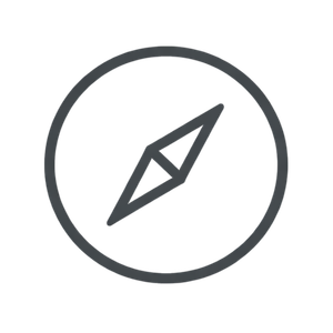 Simple compass icon with a circular outline and a stylized needle inside