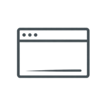 Close-up of a computer window with a black interface and control buttons at the top.