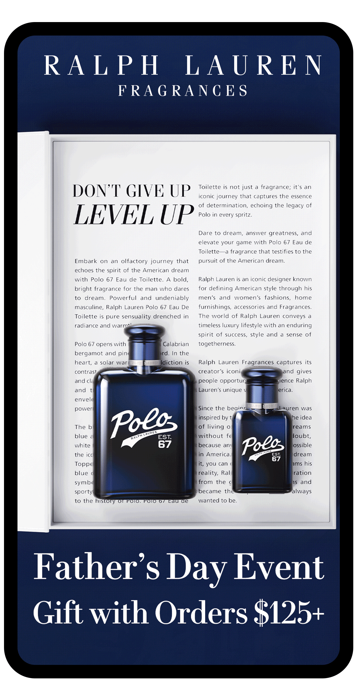 Ralph Lauren Fragrances Father's Day animated mobile mockup by Bolds Creative