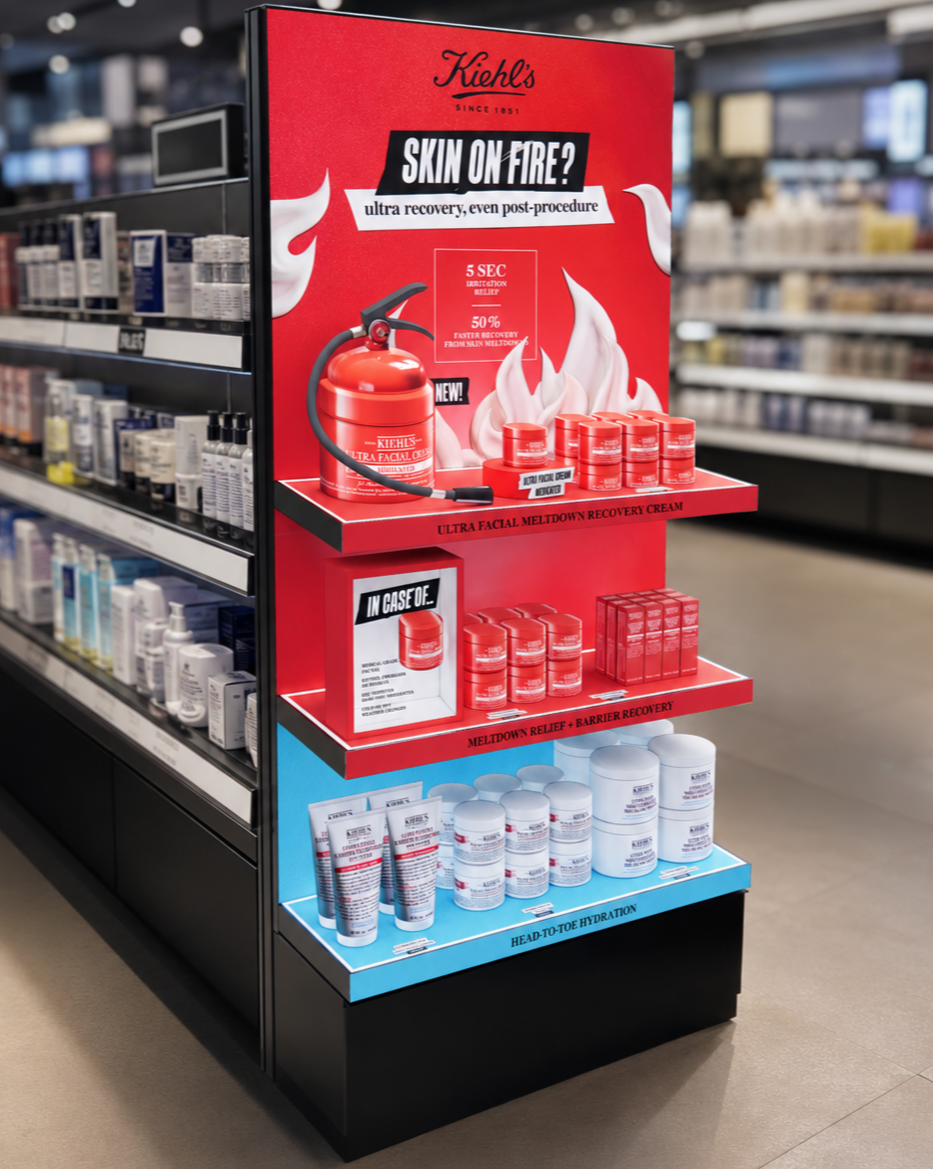 Kiehl's Ultra Facial Meltdown Recovery Cream retail Sephora endcap display render by Bolds Creative
