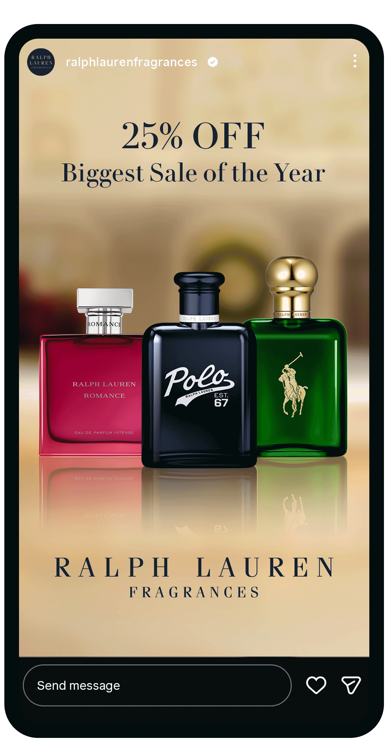 Ralph Lauren Fragrances Holiday animated mobile paid social mockup by Bolds Creative