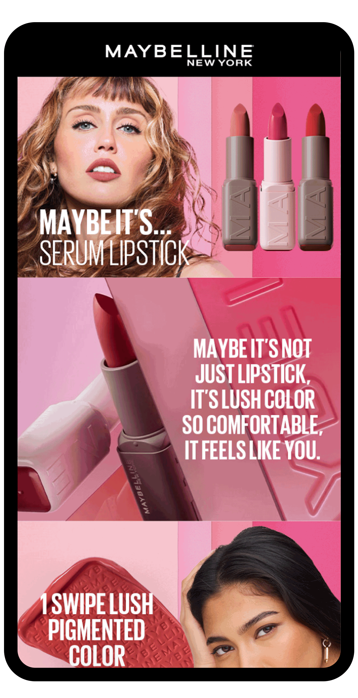 Maybelline Maybe It's Serum Lipstick animated mobile mockup by Bolds Creative