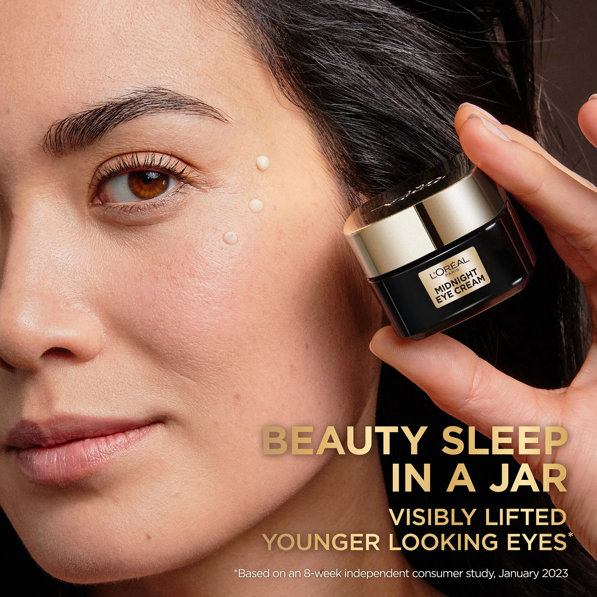 L'Oréal Age Perfect Midnight Eye Cream Amazon above-the-fold key benefits graphic by Bolds Creative