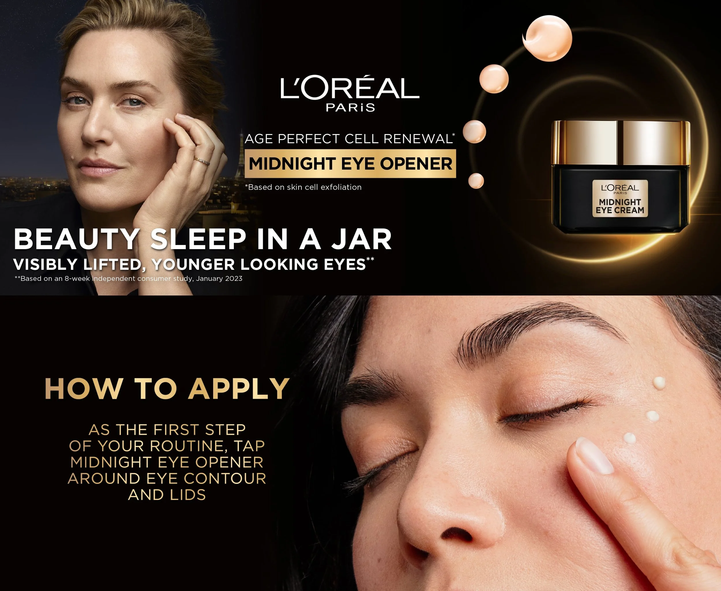 L'Oréal Age Perfect Midnight Eye Cream Amazon below-the-fold brand banner by Bolds Creative