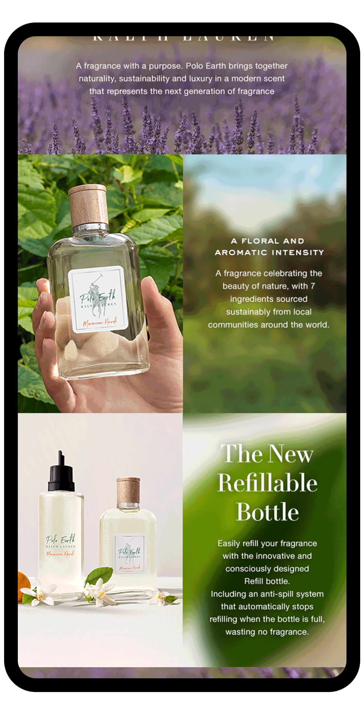 Ralph Lauren Polo Earth Austral Sandalwood animated mobile mockup by Bolds Creative