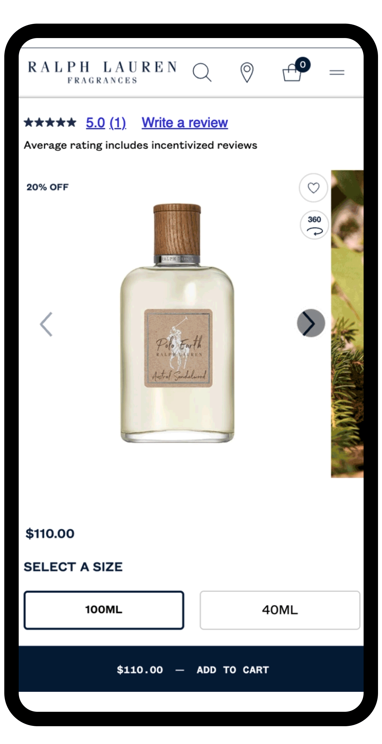 Ralph Lauren Polo Earth Austral Sandalwood animated mobile mockup, alternate by Bolds Creative