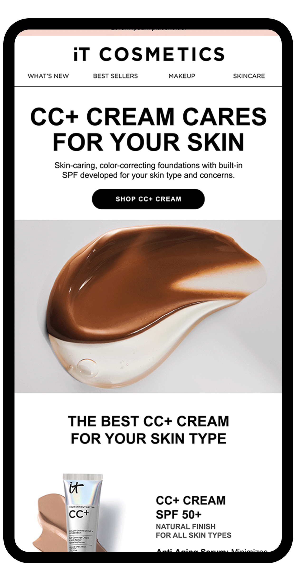 IT Cosmetics CC Cream animated email mockup, alternate by Bolds Creative