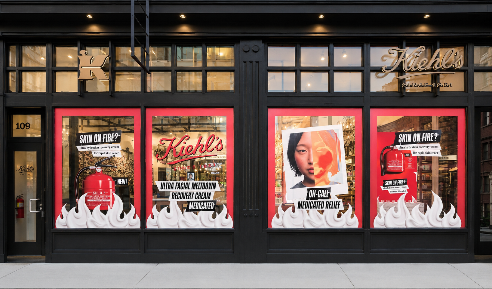Kiehl's Ultra Facial Meltdown Recovery Cream flagship storefront design by Bolds Creative