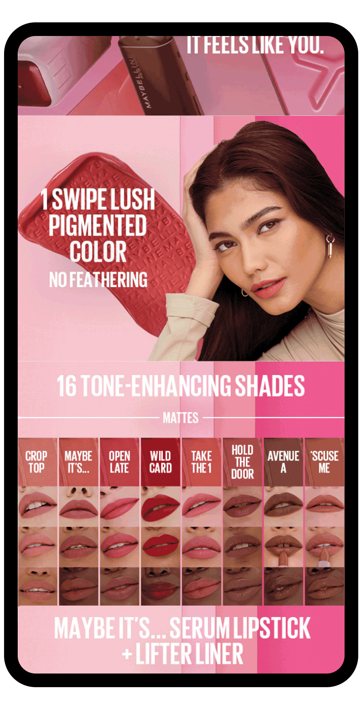 Maybelline Maybe It's Serum Lipstick animated mobile mockup, variant by Bolds Creative
