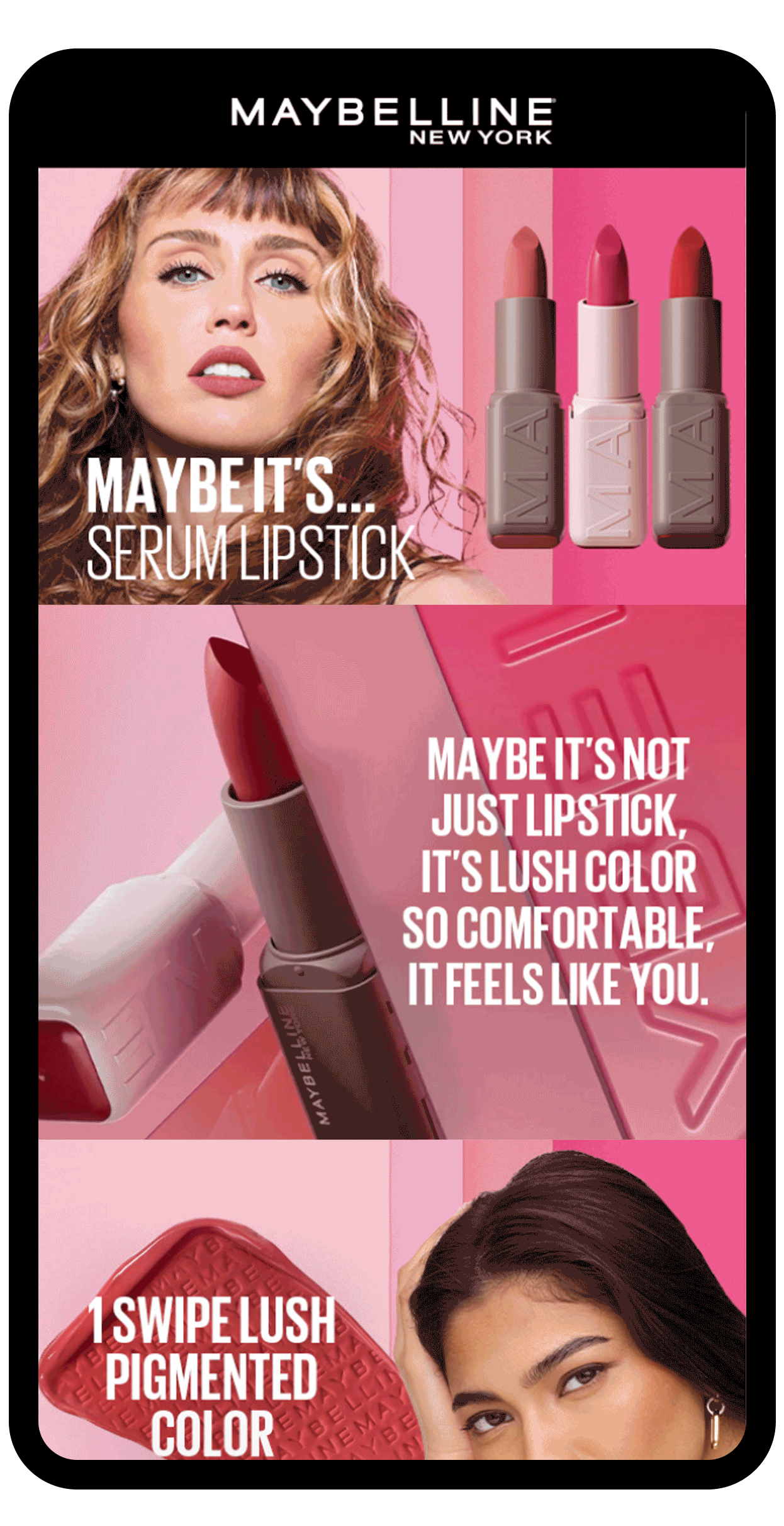 Maybelline Maybe It's Serum Lipstick animated mobile mockup, alternate by Bolds Creative