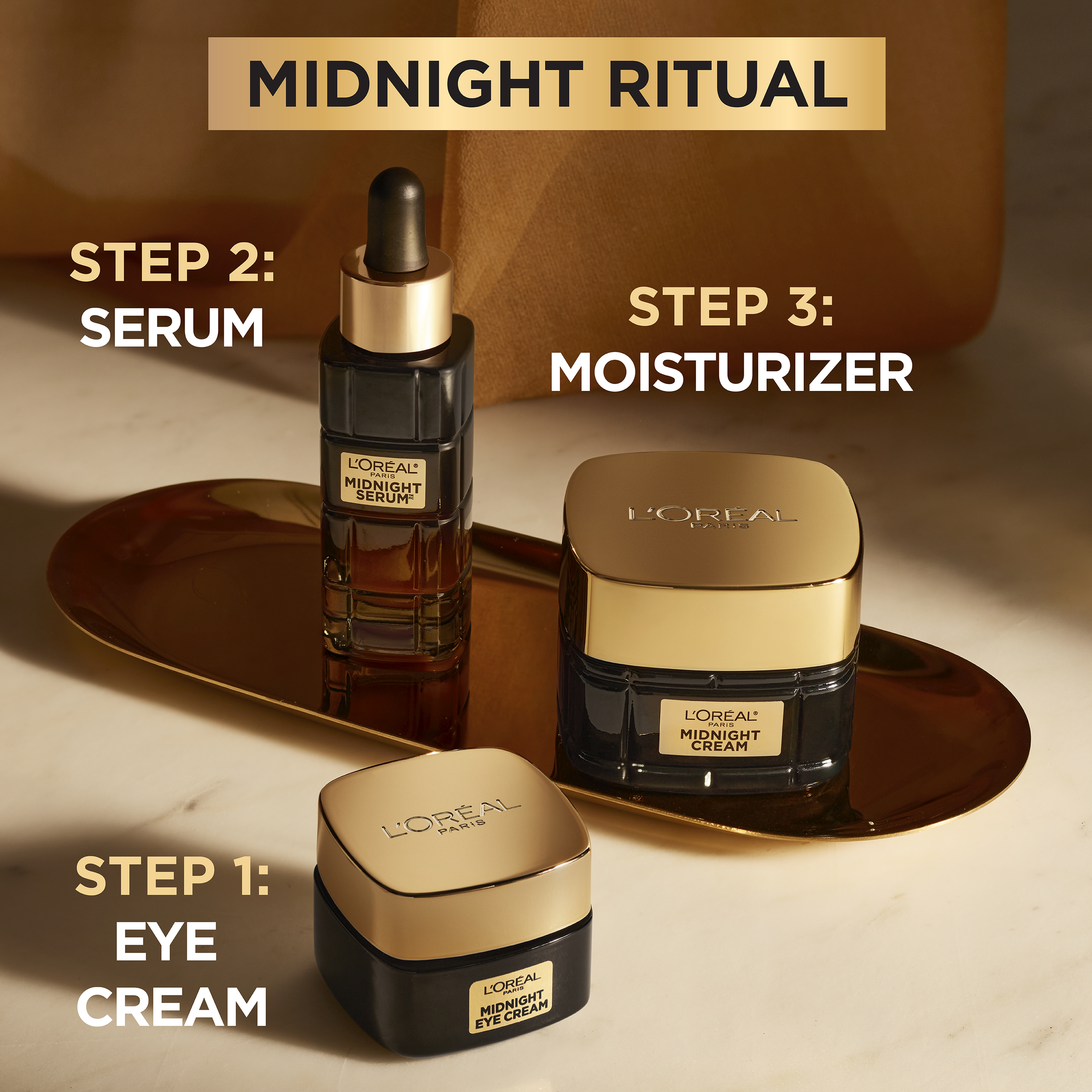 L'Oréal Age Perfect Midnight Eye Cream Amazon above-the-fold 3-step routine graphic by Bolds Creative