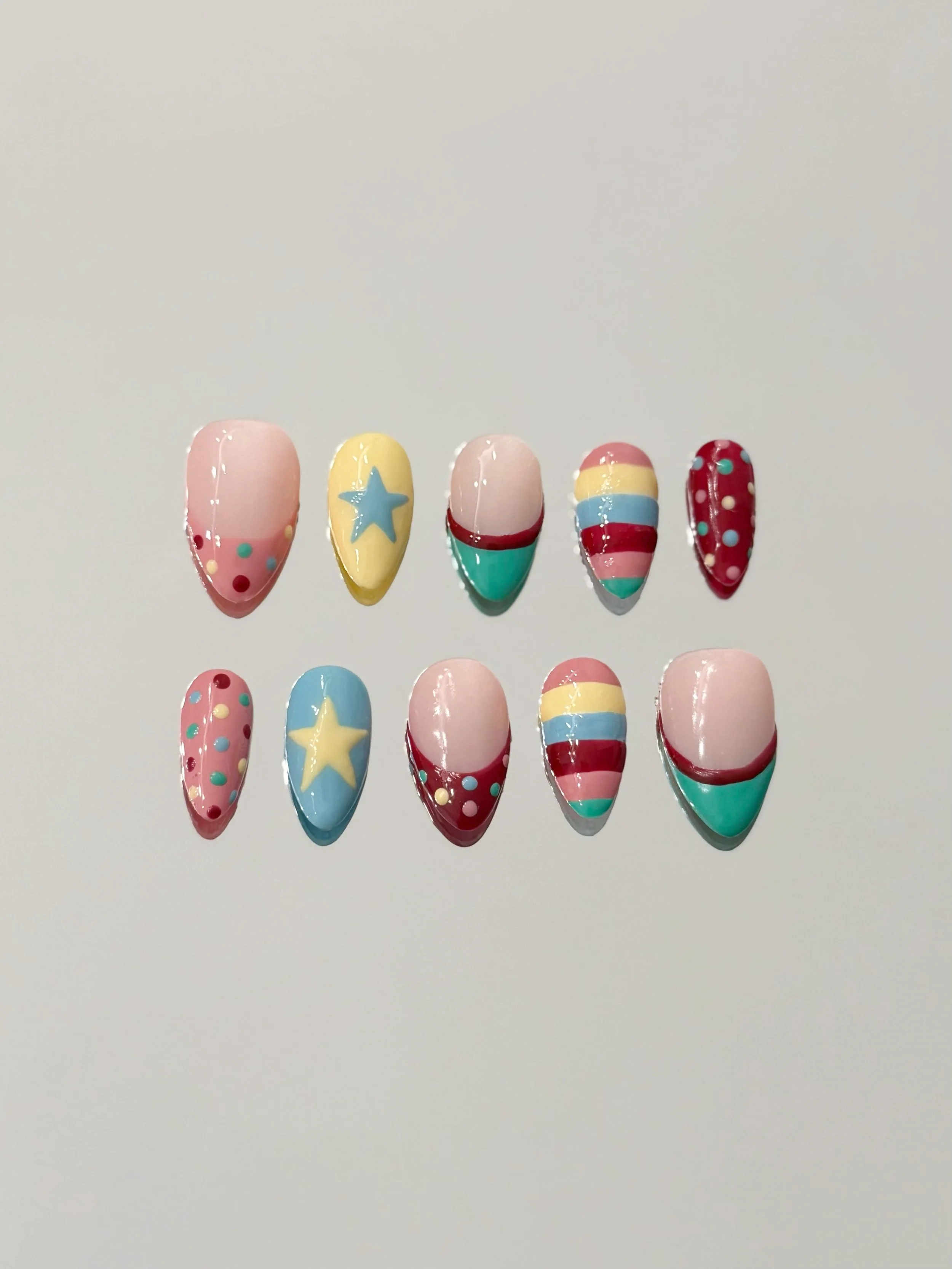 Polka Dot and Stripe Press on Nails