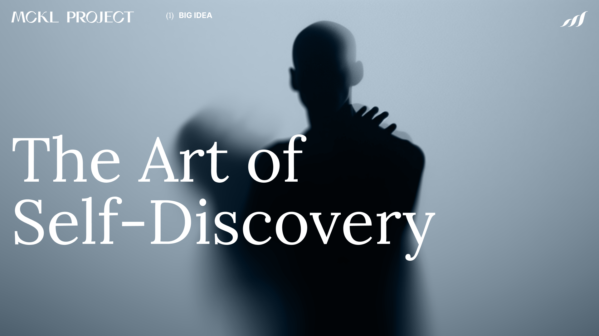 Silhouette of a person with crossed arms on a blurred background, overlaid with the text 'The Art of Self-Discovery' and other small text.
