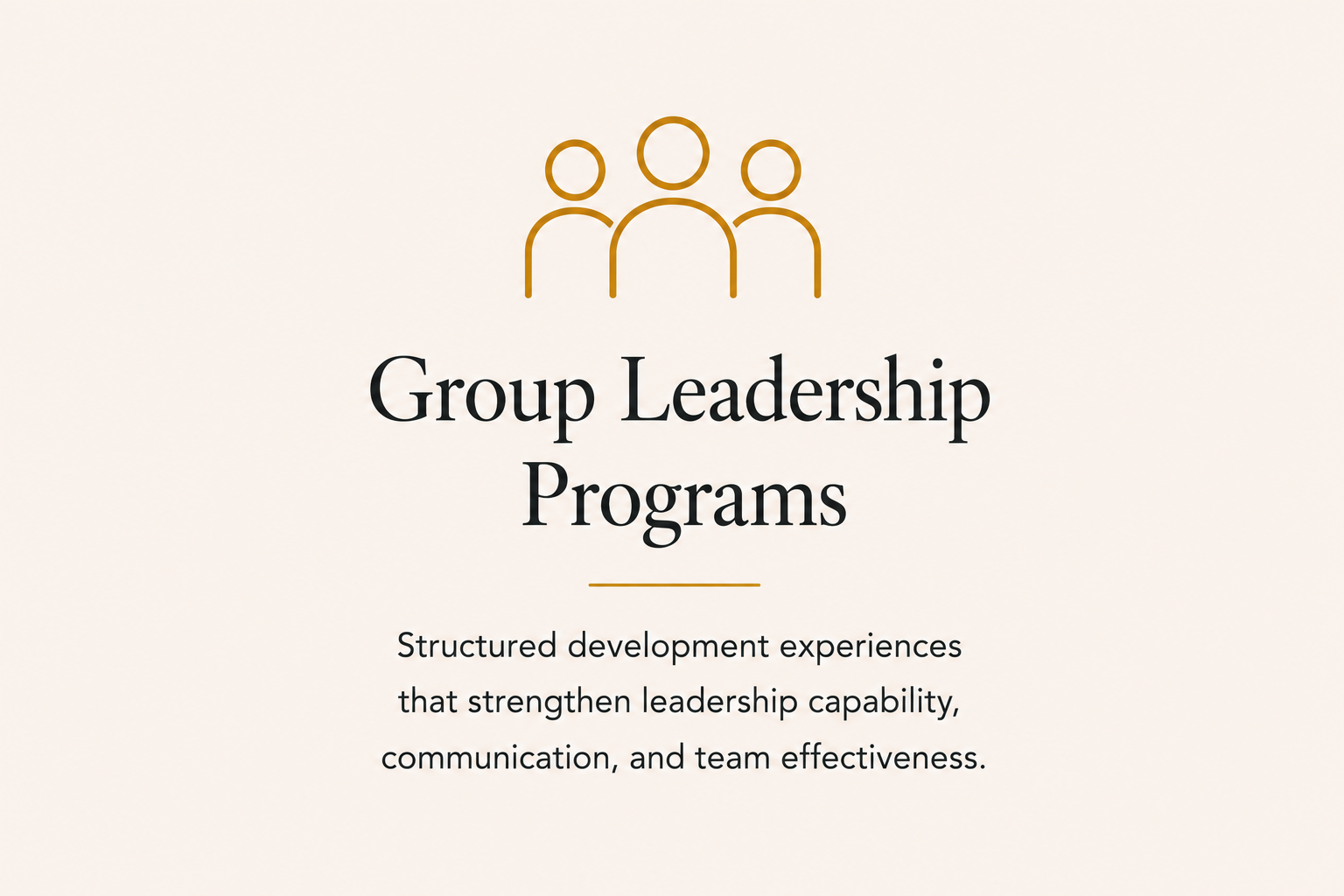 Group leadership programs designed to strengthen communication, leadership capability, and team effectiveness.