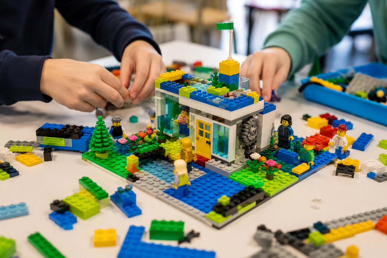 Children working together on creative LEGO building challenges at Epic Kids summer camp in Cork.