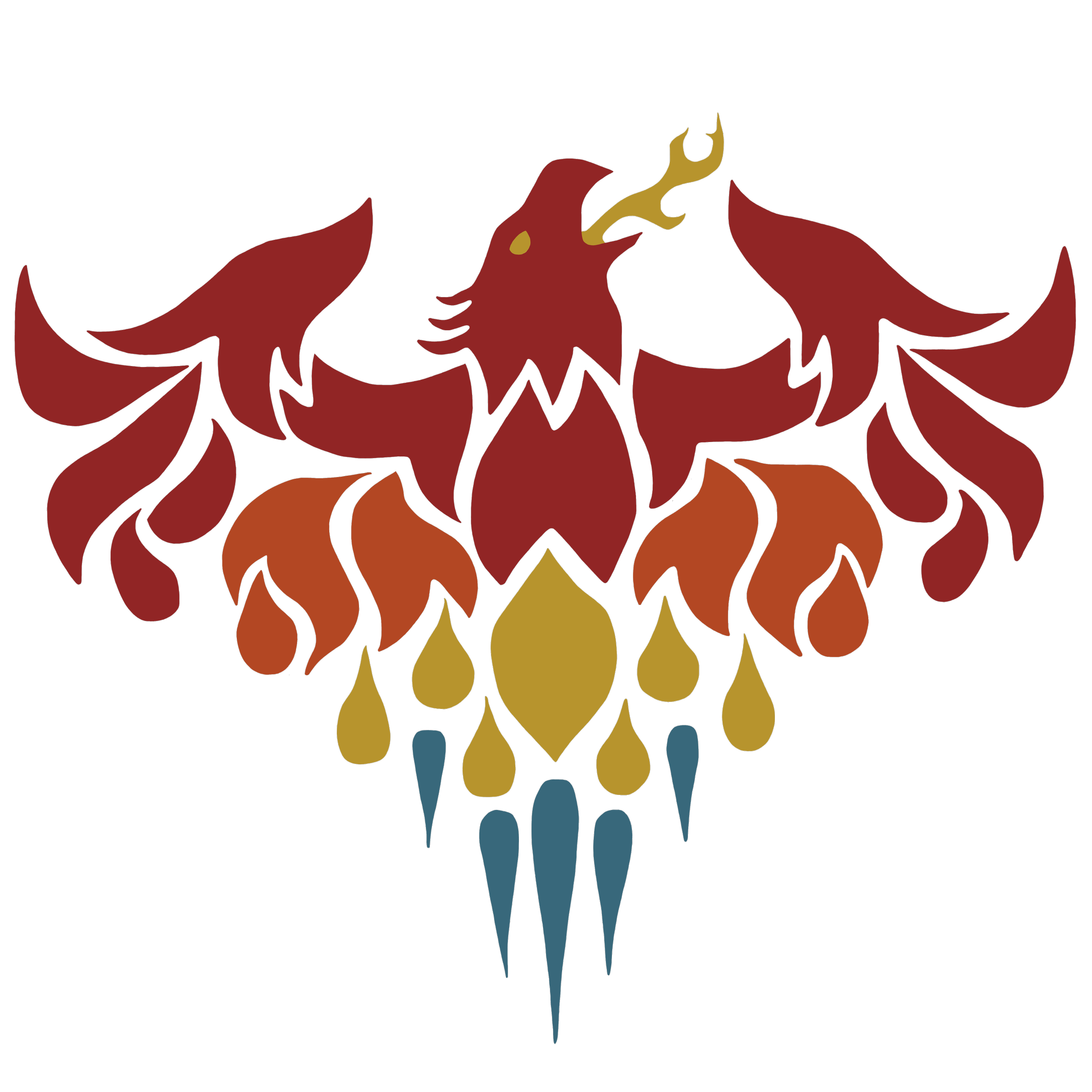 A digital illustration of a superhero with a multicolored flame-like design on their body, featuring red, orange, yellow, and blue colors, set against a black background.