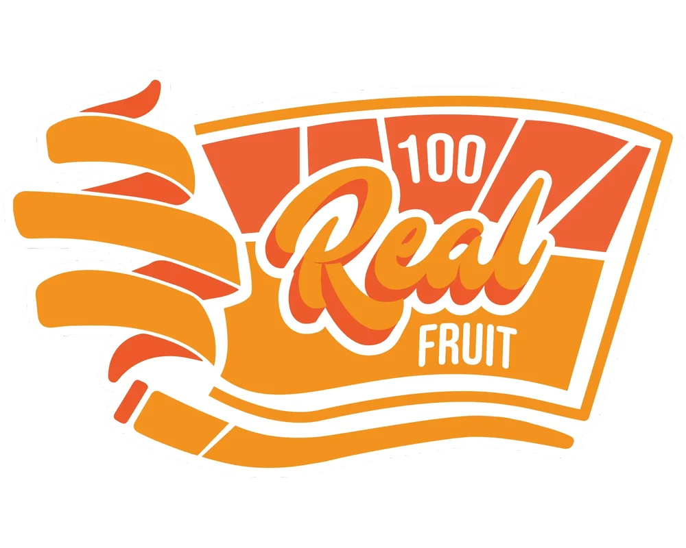 100% real fruit badge
