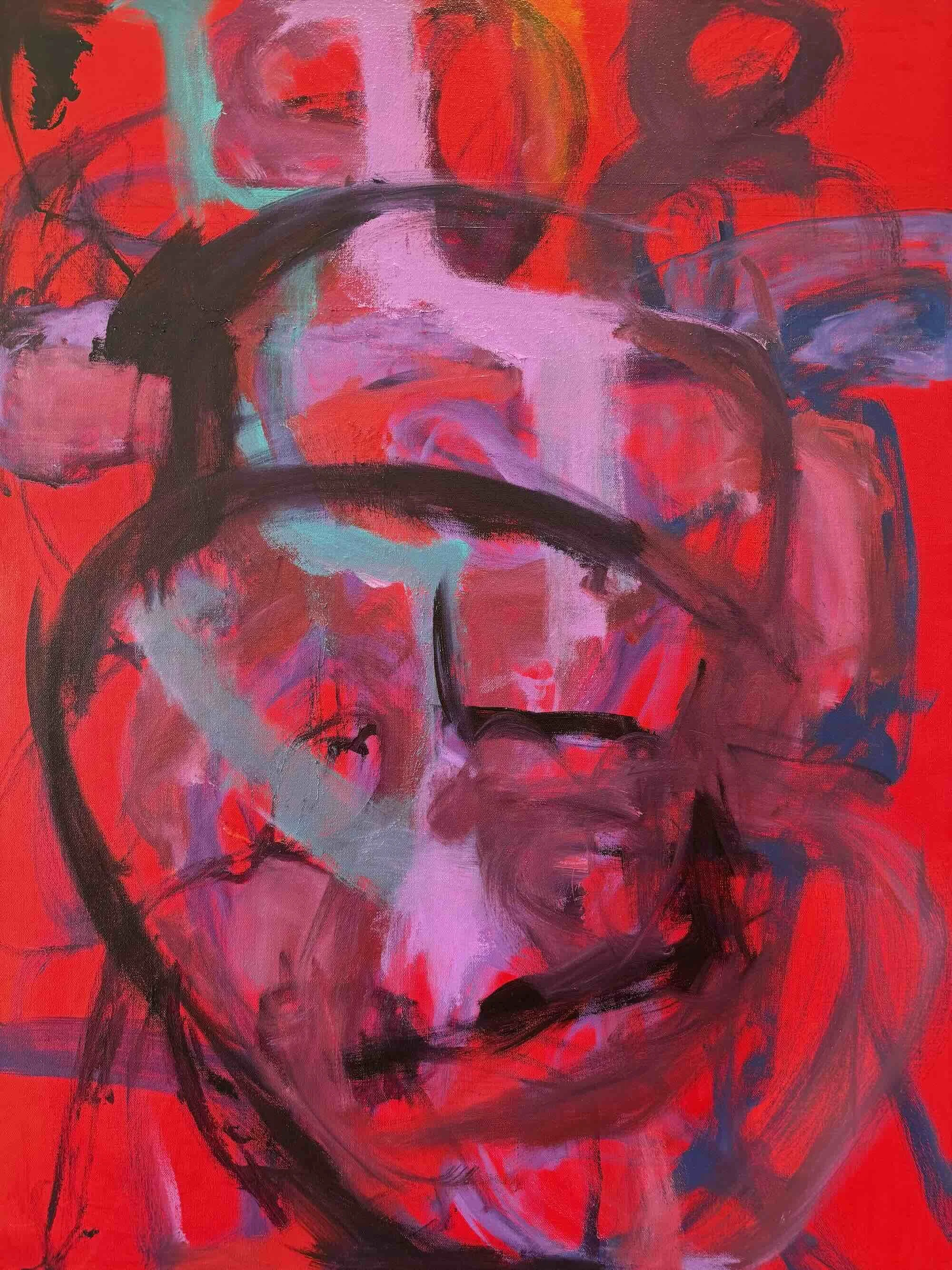 Untitled, Oil and Wool on Canvas  
76cm x 102cm. 