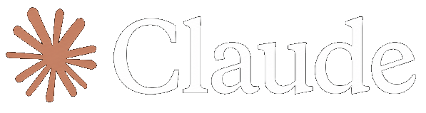 The image shows the name 'Claude' written in large white letters with a blue shadow, accompanied by a brown stylized asterisk-like symbol on the left.
