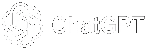 ChatGPT logo with a black background and white text.