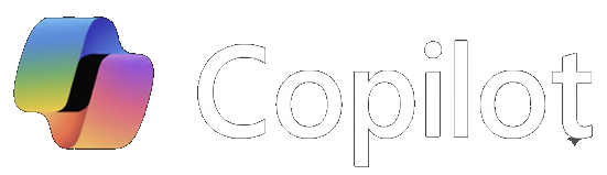 Close-up of the Copilot logo with a multi-colored swirl icon and the word 'Copilot' in bold text.