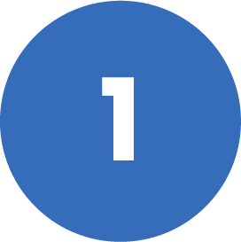 Blue circular icon with a white number one in the center