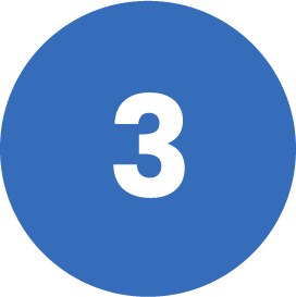 Blue circle with the number 3 in white text.
