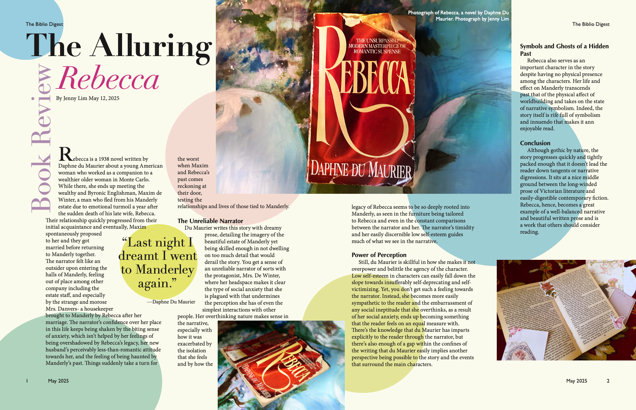 "The Alluring Rebecca, Book Review": magazine spread