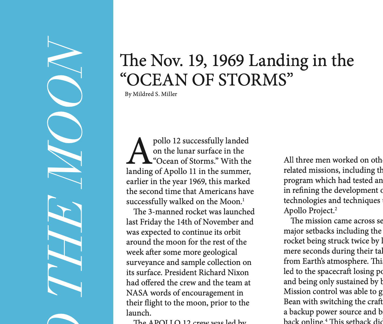 Apollo 12 Article: layout design