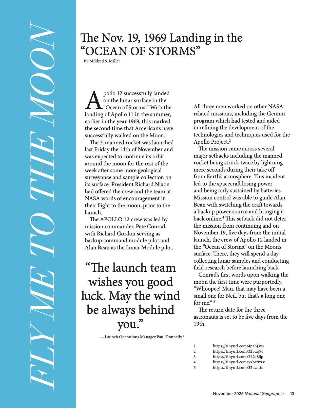 Apollo 12 Single Page Magazine Layout