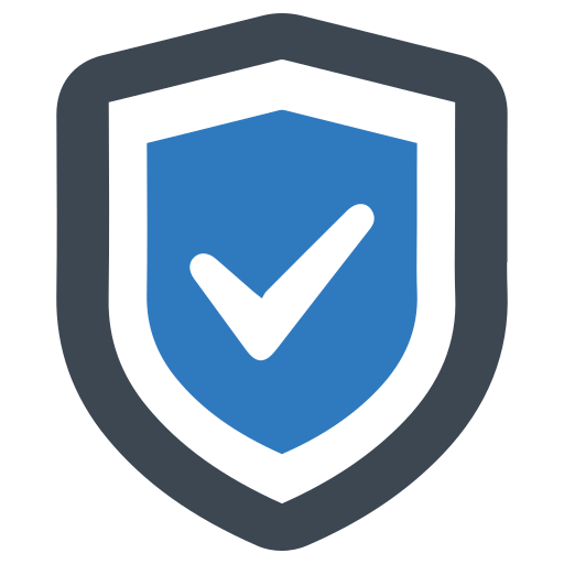 Shield with a checkmark inside, symbolizing security or protection.