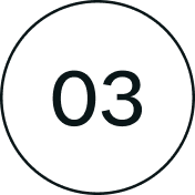 A circular black icon with the number '03' in the center.