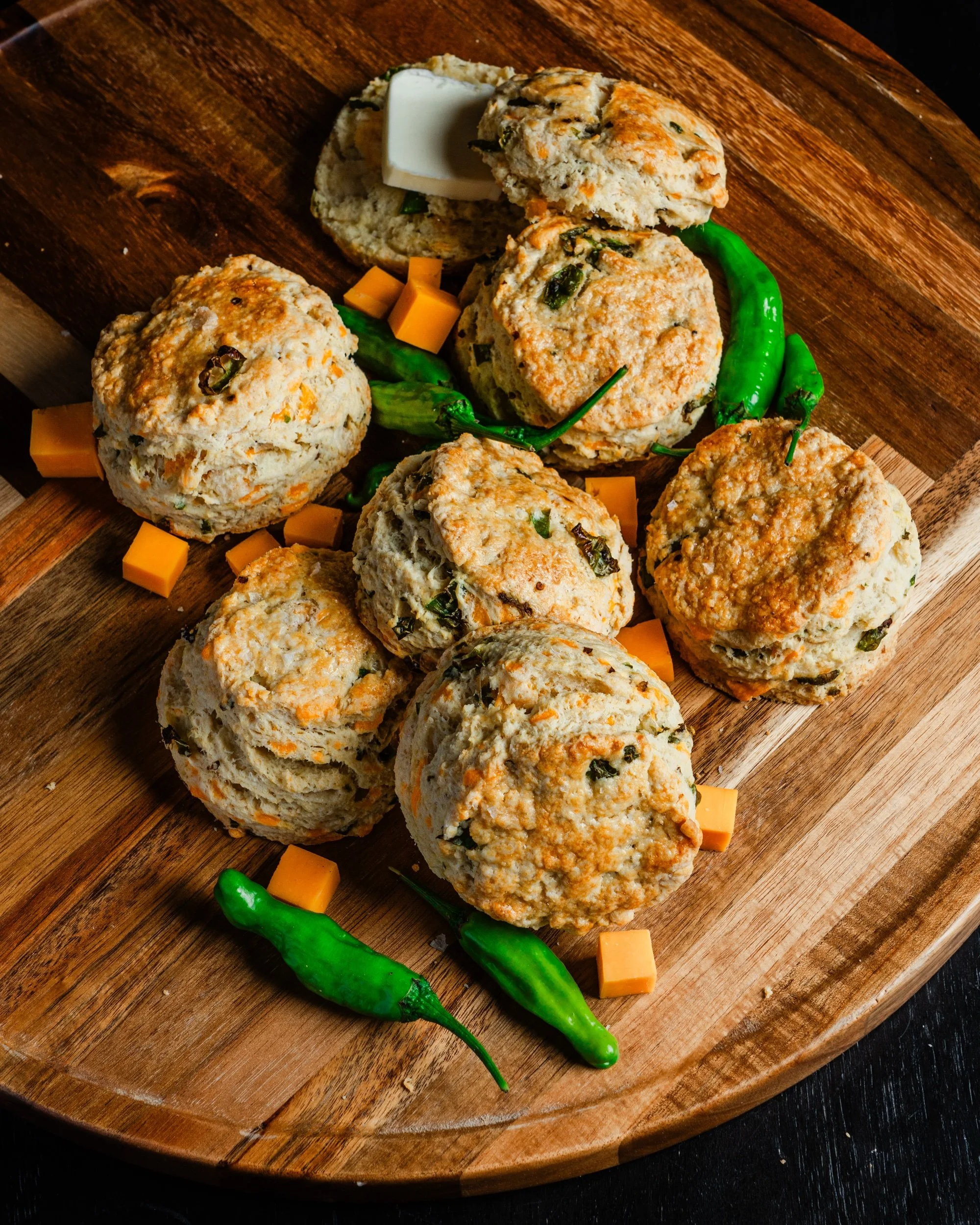 Shishito and Sharp Cheddar Scone