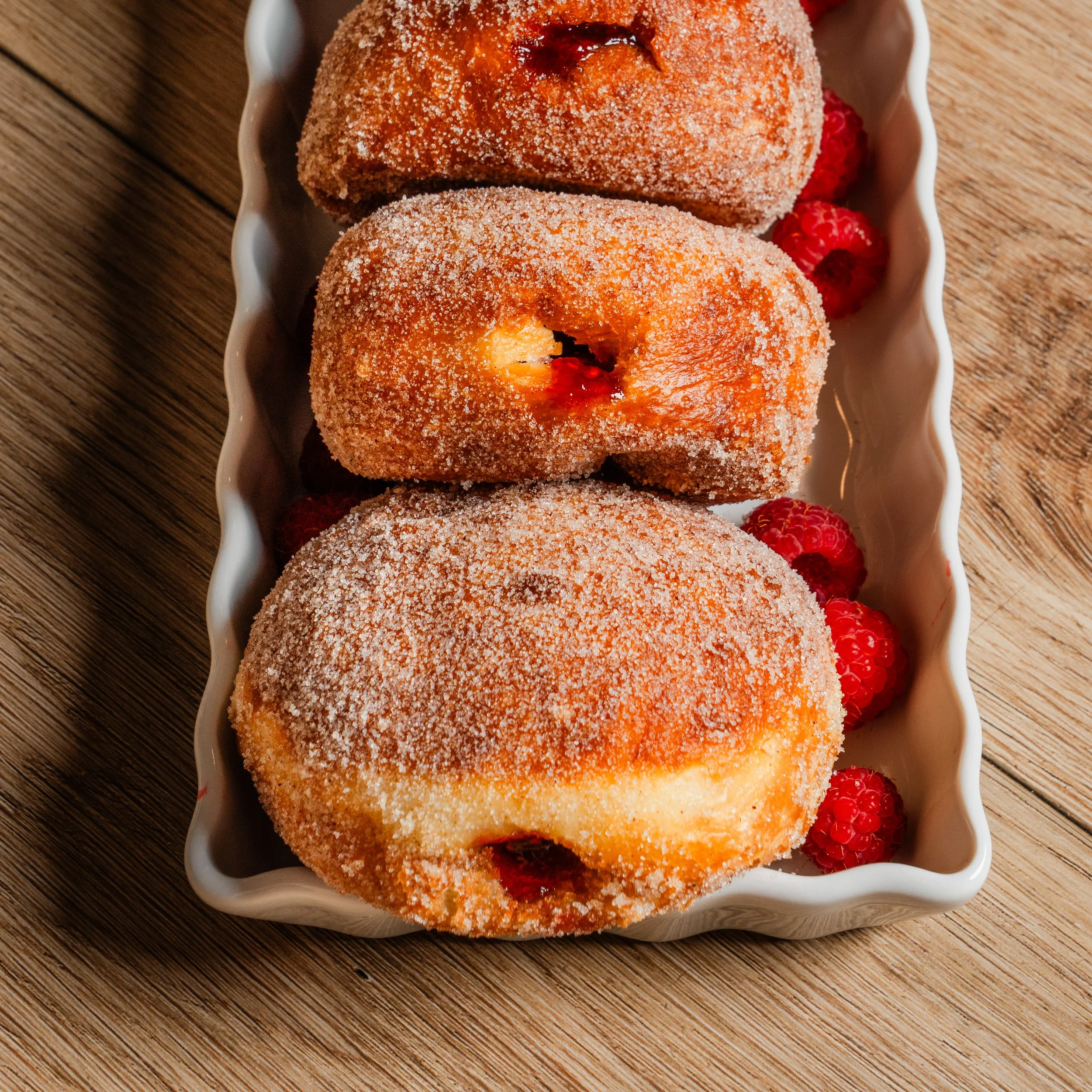 Raspberry Brioche Doughnuts