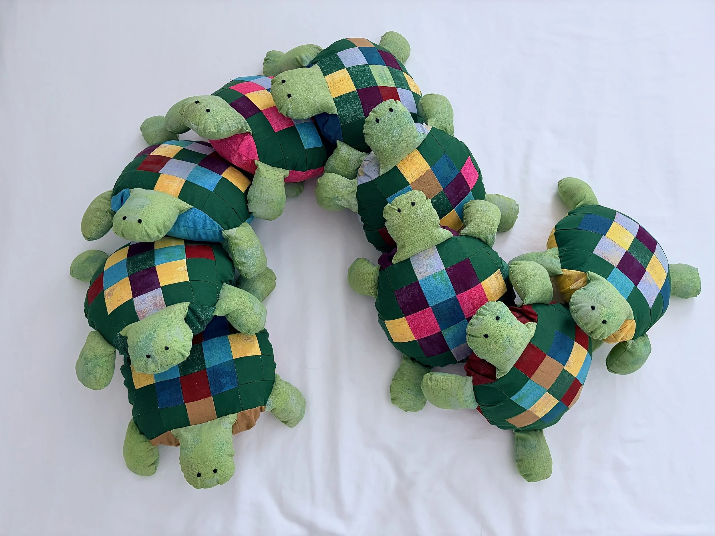 "Patchwork Stuffed Turtle Toy | 100% Cotton Outer Fabric | 9 Belly Colors Available"