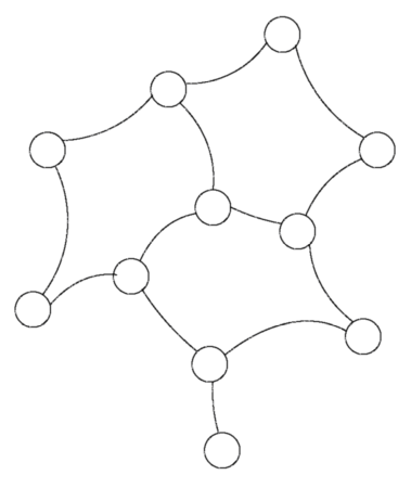 Diagram of a chemical structure with interconnected rings and atoms.