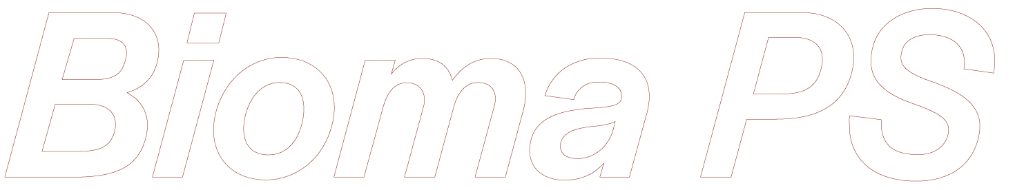 The text 'Bioma PS' outlined in red on a black background.