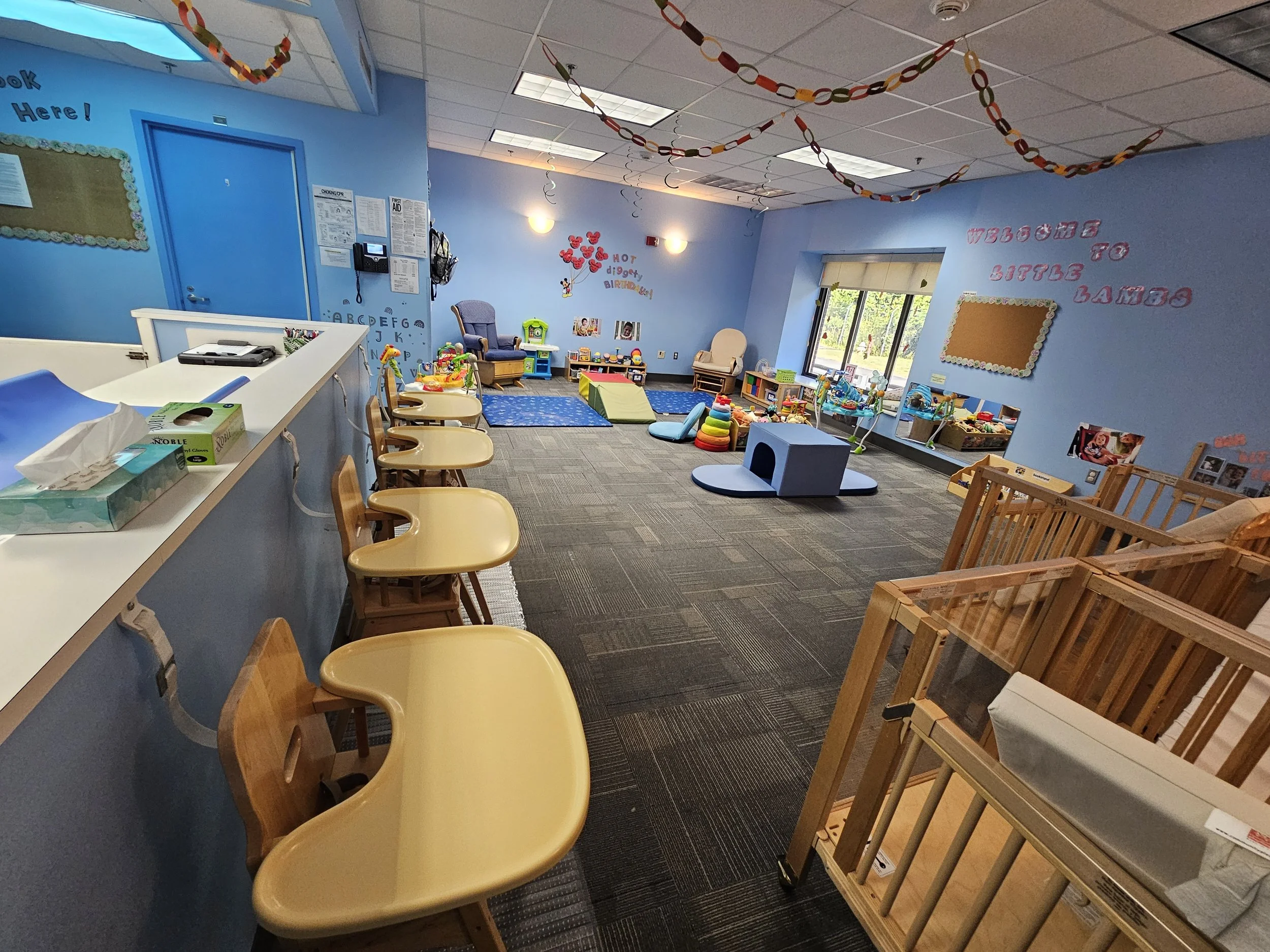 Little Lambs:
This classroom is for our crawling infants.