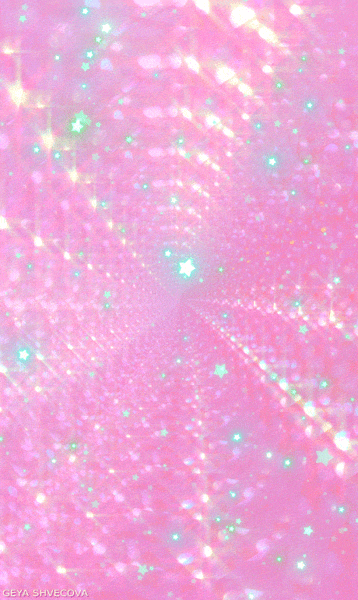 Pink background with sparkling star-shaped and circular light effects