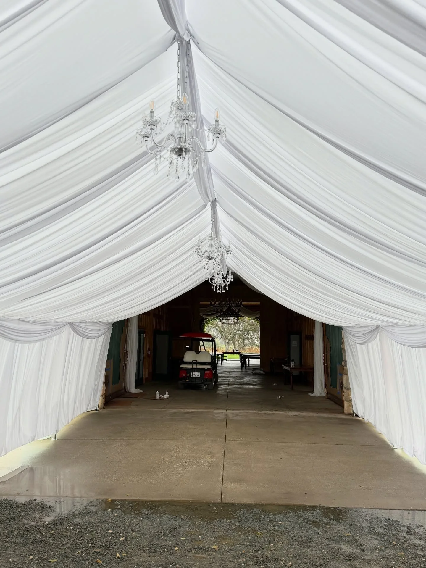 Your dream wedding deserves a setting as beautiful as your love story. Our white draped tent delivers sophistication, charm, and seamless luxury&mdash;limited availability for peak season bookings. 🤍