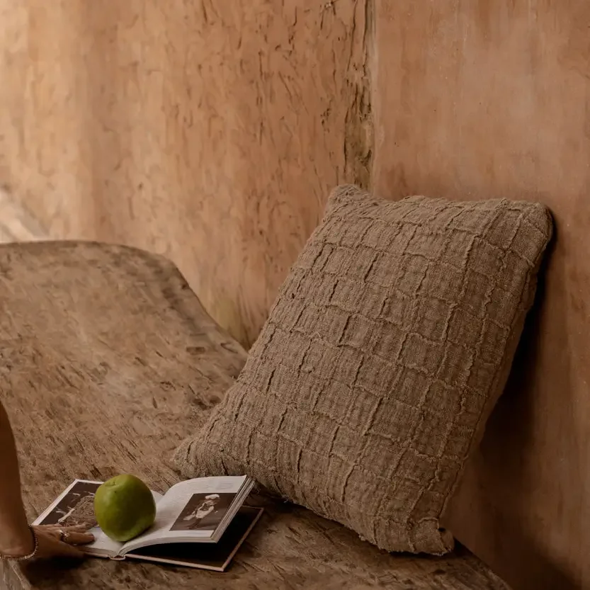 Housse de coussin en lin - Damier