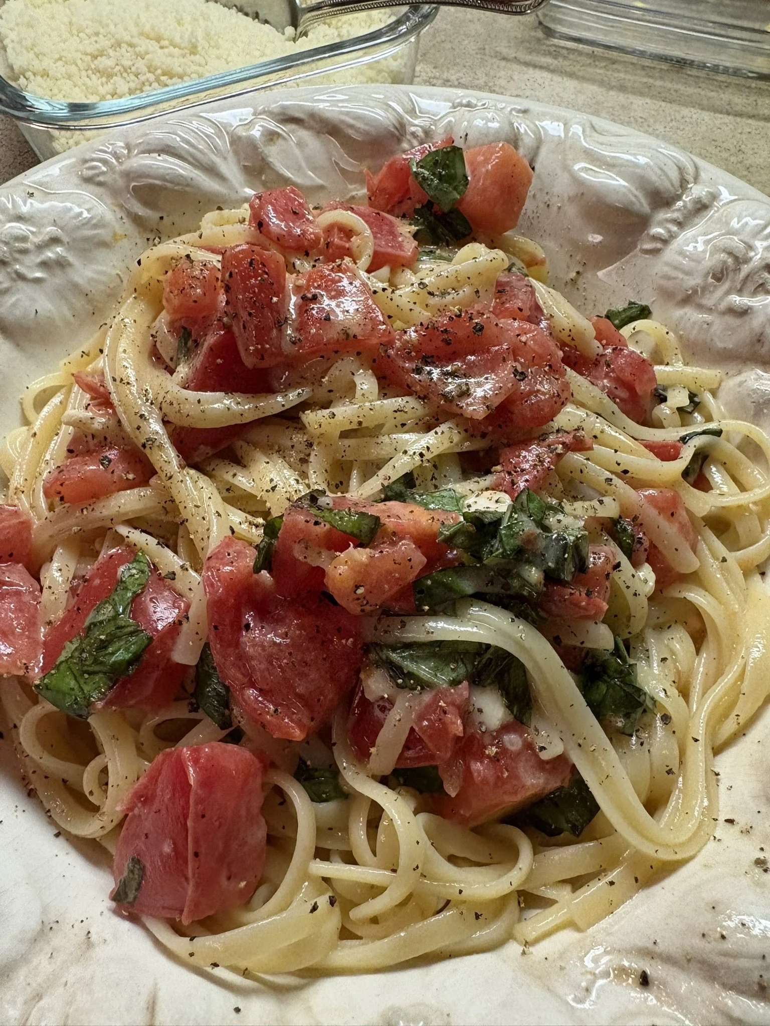 Creamy Brie, Tomato &amp; Basil Linguine