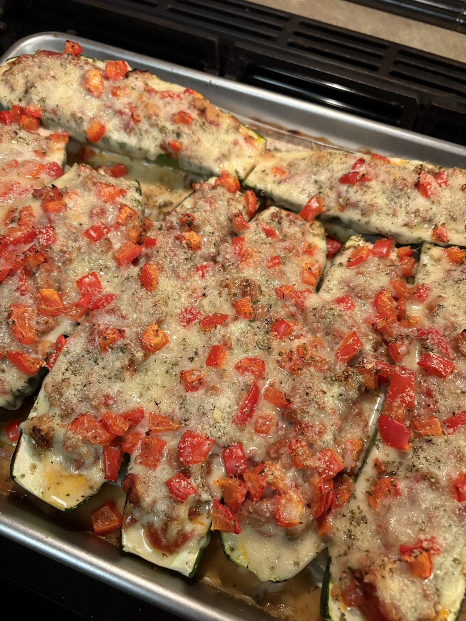 Cheesy Italian Sausage-Stuffed Zucchini Boats