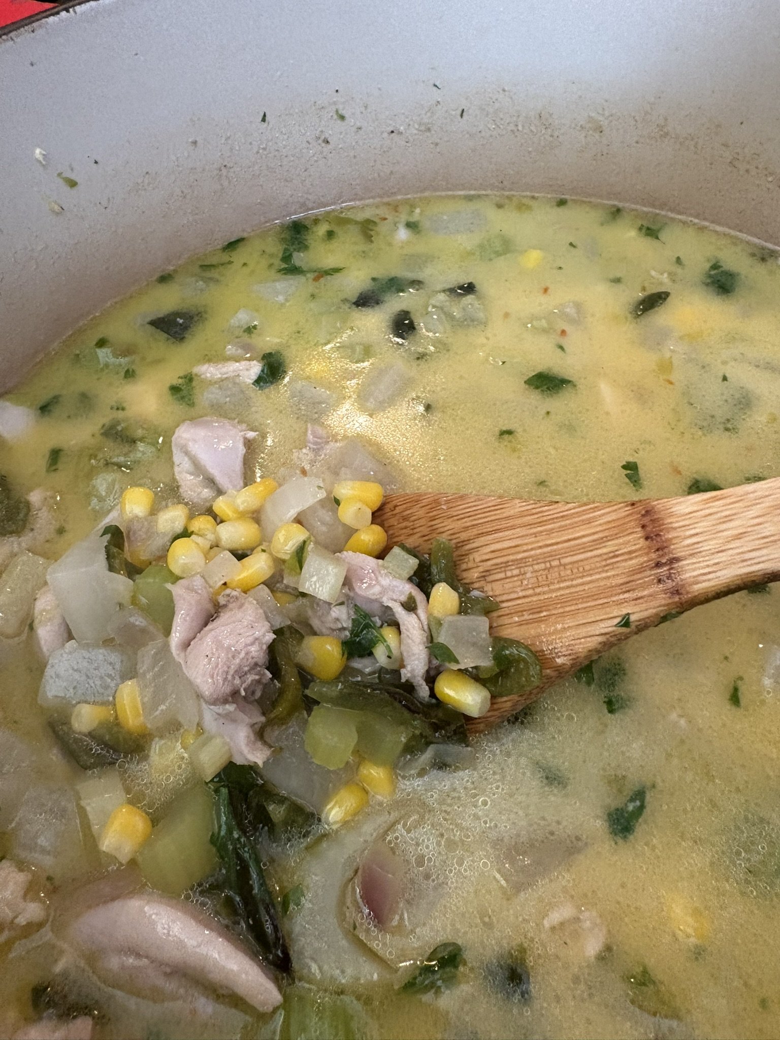 Creamy Poblano Chicken &amp; Corn Soup