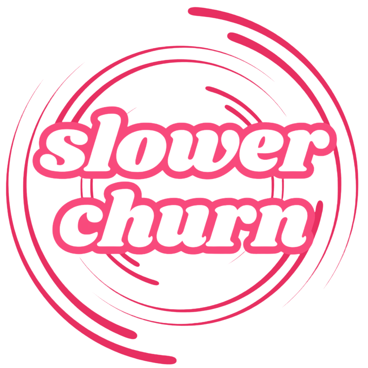 Pink neon sign with the words "flower churn" surrounded by circular lines and patterns. Frozen Custard East Vancouver, BC
