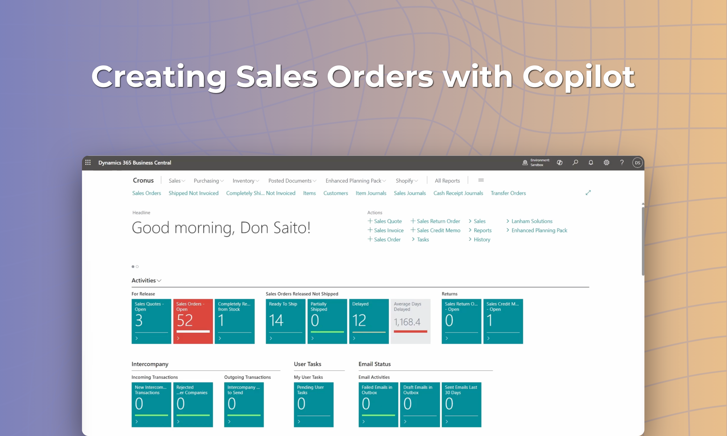 Business Central - Creating Sales Orders with Copilot