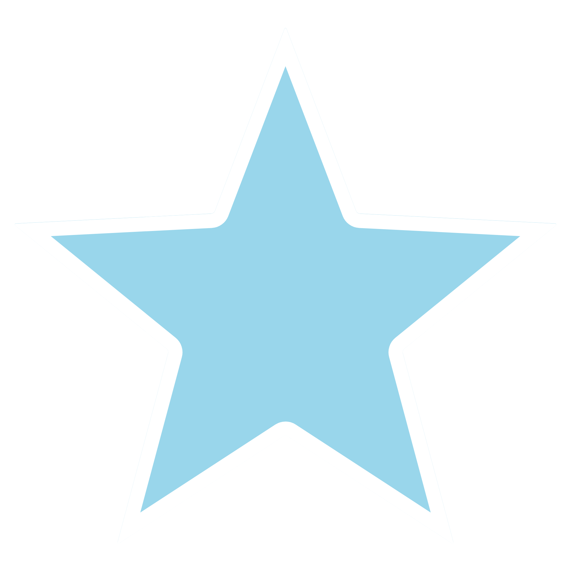 Light blue star with black background and white border