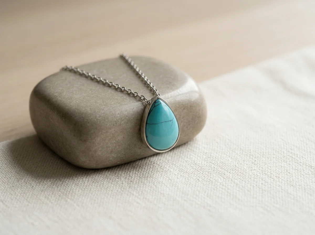 Larimar Teardrop Capsule Pendant