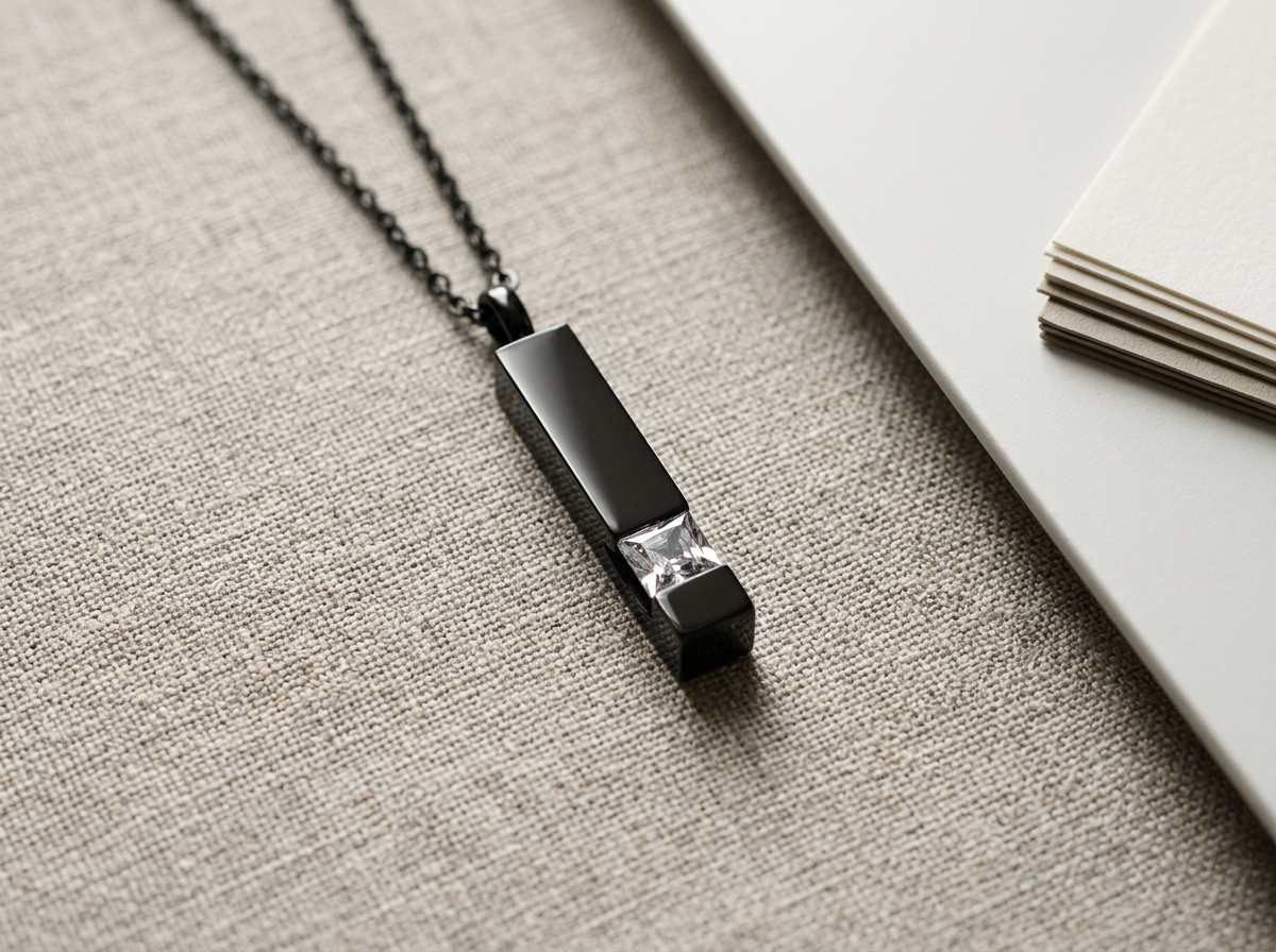 Cubic Zirconia Bar Capsule Pendant