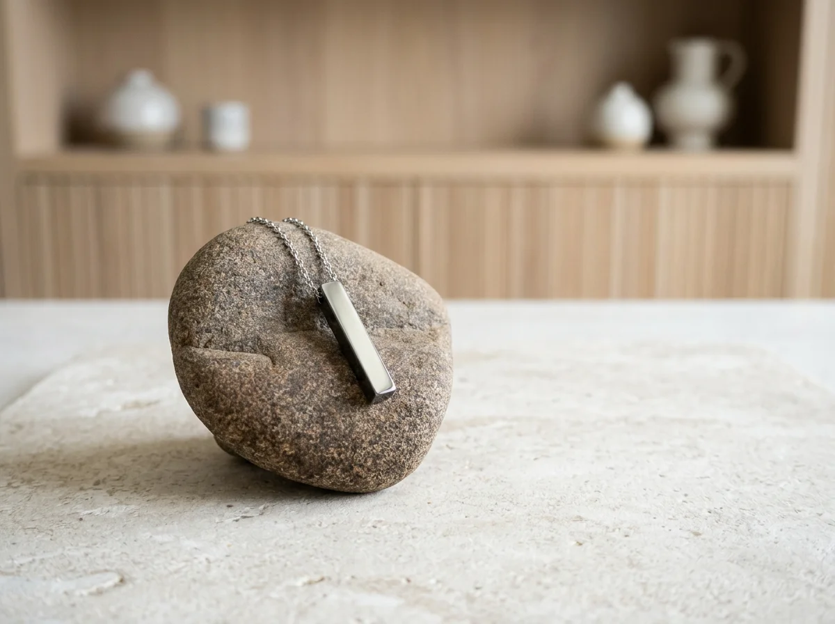 Minimalist Silver Bar Capsule Pendant